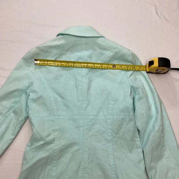 Apostrophe Stretch Light Aqua Textured Button Front Coat Womens Size 2 - Picture 5 of 10